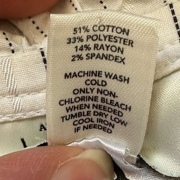 Loft Ann Taylor White With White & Black Stripes Button Down ruffle Blou… - Picture 9 of 12